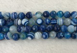 CAA2261 15.5 inches 14mm faceted round banded agate beads