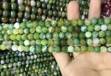 CAA2270 15.5 inches 4mm faceted round banded agate beads