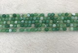 CAA2277 15.5 inches 4mm faceted round banded agate beads