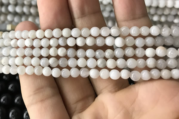 CAA2340 15.5 inches 4mm round white crazy lace agate beads wholesale