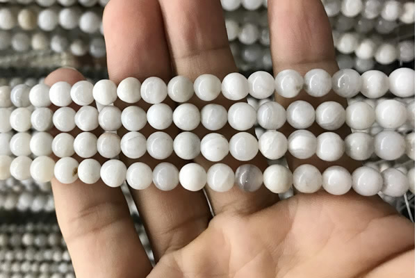 CAA2341 15.5 inches 6mm round white crazy lace agate beads wholesale