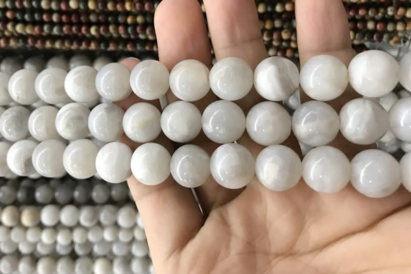 CAA2344 15.5 inches 12mm round white crazy lace agate beads wholesale