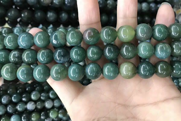 CAA2360 15.5 inches 12mm round moss agate beads wholesale