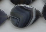 CAA237 15.5 inches 30*40mm flat teardrop grey line agate beads