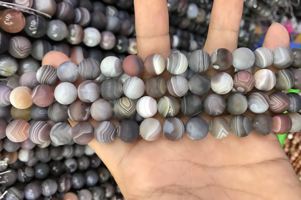 CAA2391 15.5 inches 4mm round matte Botswana agate beads wholesale