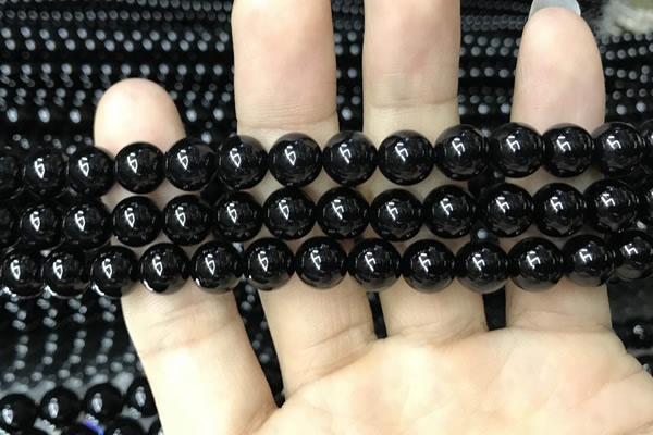 CAA2405 15.5 inches 10mm round black agate beads wholesale