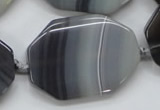 CAA241 15.5 inches 30*40mm octagonal grey line agate beads