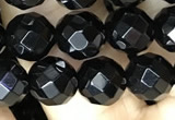 CAA2417 15.5 inches 8mm faceted round black agate beads wholesale