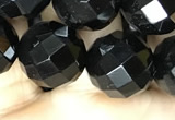 CAA2421 15.5 inches 16mm faceted round black agate beads wholesale