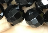 CAA2422 15.5 inches 18mm faceted round black agate beads wholesale