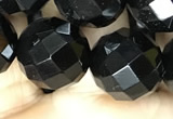 CAA2423 15.5 inches 20mm faceted round black agate beads wholesale