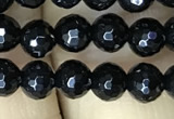 CAA2426 15.5 inches 6mm faceted round black agate beads wholesale