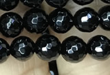 CAA2427 15.5 inches 8mm faceted round black agate beads wholesale