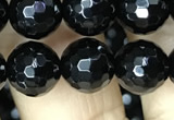 CAA2428 15.5 inches 10mm faceted round black agate beads wholesale