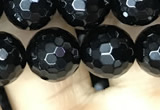 CAA2429 15.5 inches 12mm faceted round black agate beads wholesale