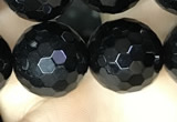 CAA2433 15.5 inches 20mm faceted round black agate beads wholesale