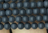 CAA2446 15.5 inches 3mm round matte black agate beads wholesale