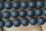 CAA2447 15.5 inches 4mm round matte black agate beads wholesale