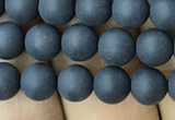 CAA2448 15.5 inches 6mm round matte black agate beads wholesale