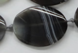 CAA245 15.5 inches 30*40mm twisted oval grey line agate beads