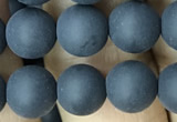 CAA2450 15.5 inches 10mm round matte black agate beads wholesale