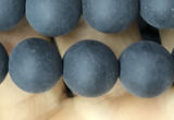 CAA2451 15.5 inches 12mm round matte black agate beads wholesale