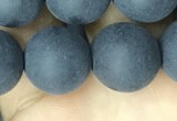 CAA2453 15.5 inches 16mm round matte black agate beads wholesale