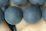 CAA2454 15.5 inches 18mm round matte black agate beads wholesale