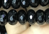 CAA2471 15.5 inches 6*10mm faceted rondelle black agate beads