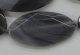 CAA249 15.5 inches 26*50mm faceted oval grey line agate beads