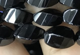 CAA2490 15.5 inches 6*12mm faceted & twisted rice black agate beads