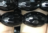 CAA2502 15.5 inches 10*14mm faceted rice black agate beads wholesale