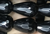 CAA2513 15.5 inches 8*12mm faceted teardrop black agate beads