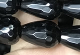 CAA2514 15.5 inches 10*14mm faceted teardrop black agate beads