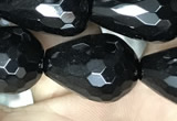 CAA2516 15.5 inches 13*18mm faceted teardrop black agate beads