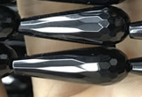 CAA2518 15.5 inches 8*25mm faceted teardrop black agate beads