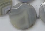 CAA252 15.5 inches 40mm faceted coin grey line agate beads