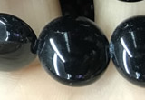 CAA2529 15.5 inches 16mm flat round black agate beads wholesale