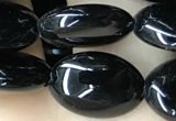 CAA2537 15.5 inches 8*12mm oval black agate beads wholesale