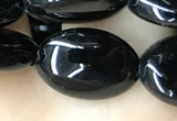 CAA2538 15.5 inches 10*14mm oval black agate beads wholesale