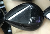 CAA2551 15.5 inches 18*25mm flat teardrop black agate beads wholesale