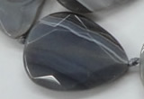 CAA256 15.5 inches 30*40mm faceted teardrop grey line agate beads