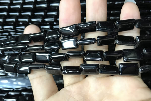 CAA2565 15.5 inches 8*12mm rectangle black agate beads wholesale