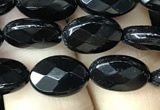 CAA2591 15.5 inches 8*12mm faceted oval black agate beads wholesale