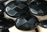 CAA2594 15.5 inches 13*18mm faceted oval black agate beads wholesale