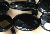 CAA2595 15.5 inches 15*20mm faceted oval black agate beads wholesale