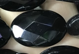 CAA2596 15.5 inches 18*25mm faceted oval black agate beads wholesale