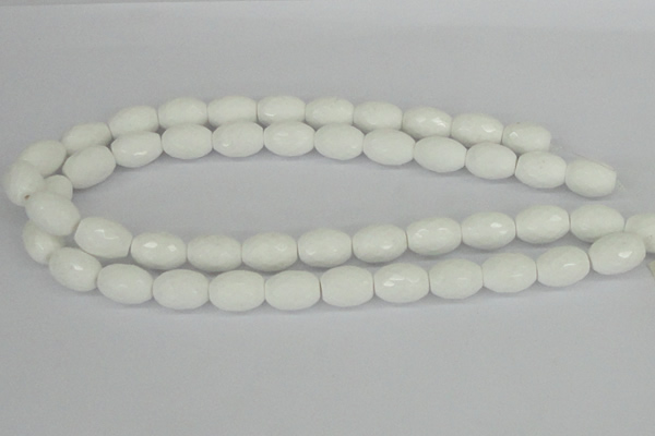 CAA26 15.5 inches 12*16mm faceted rice white agate gemstone beads