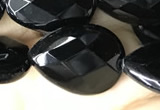 CAA2604 15.5 inches 15*20mm faceted flat teardrop black agate beads