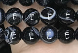 CAA2636 15.5 inches 6mm round banded black agate beads wholesale